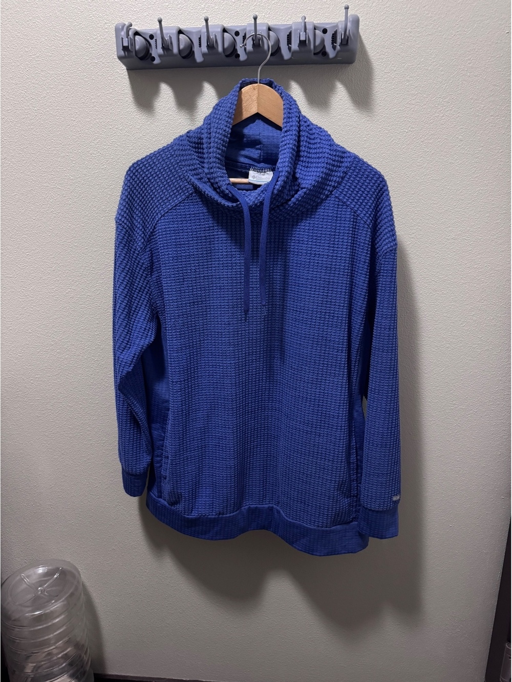 Columbia Women’s Blue Textured Cowl Neck Pullover Sweater Waffle Knit